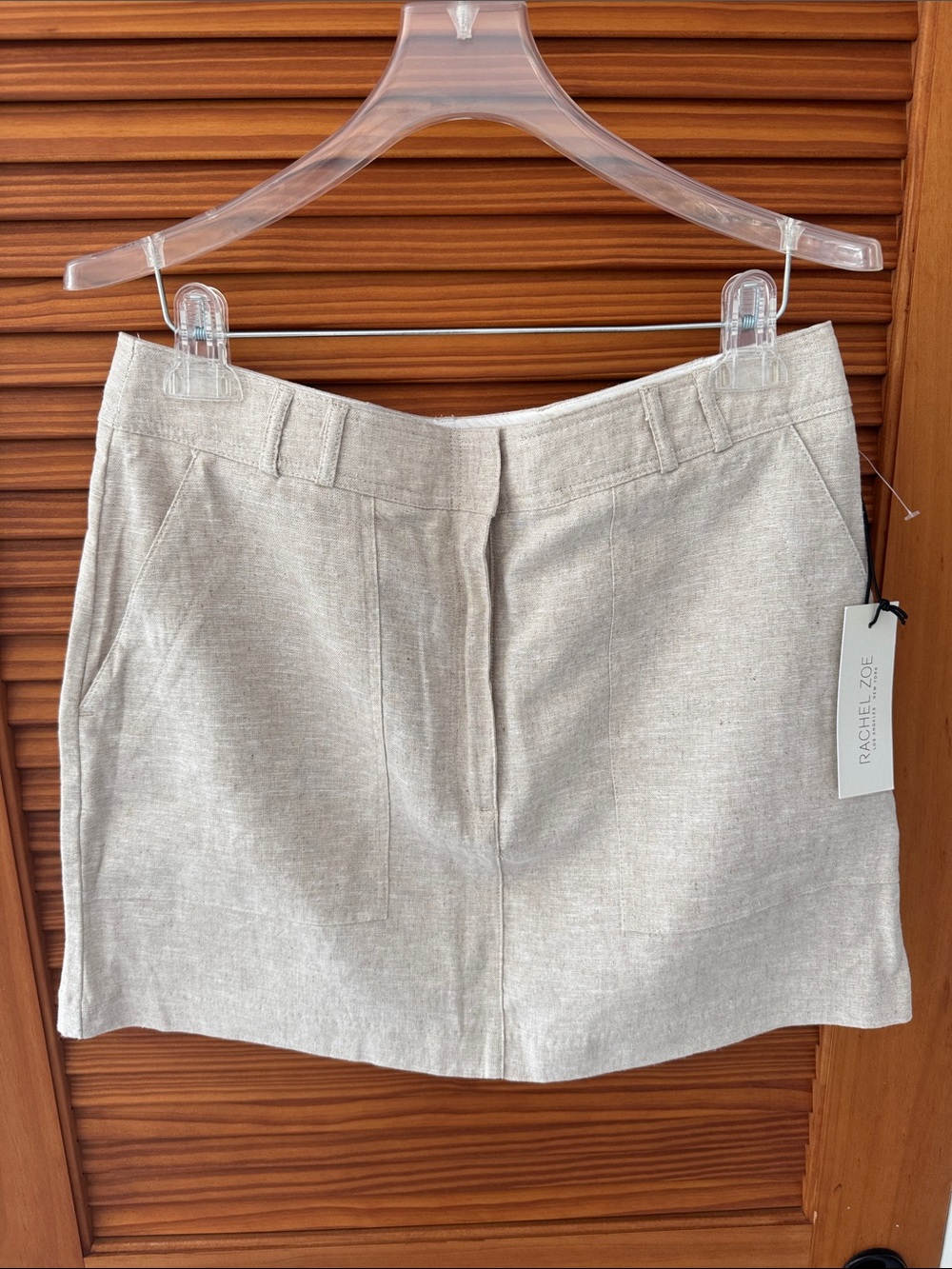 RACHEL ZOE Linen Blend Neutral Cream Mini Skirt